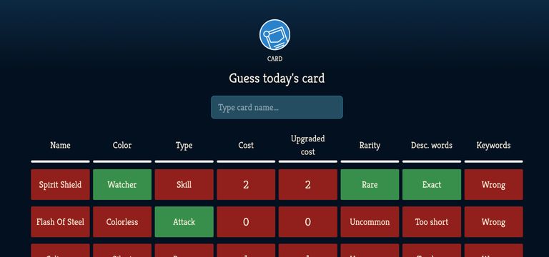 Introducing Spiredle - Guess Today's Card!